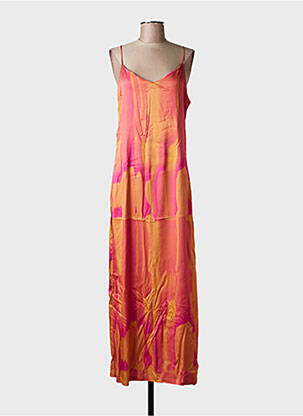 Robe longue coupe cintrée fines bretelles orange FÊTE IMPÉRIALE femme