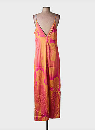 Robe longue coupe cintrée fines bretelles orange FÊTE IMPÉRIALE femme