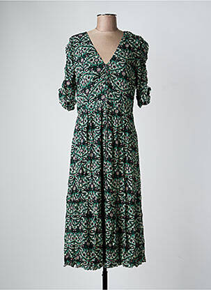 Robe longue imprimé fantaisie manches courtes vert BA&SH femme