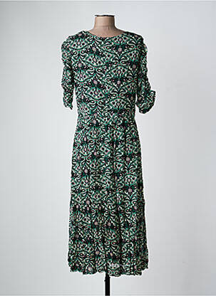 Robe longue imprimé fantaisie manches courtes vert BA&SH femme