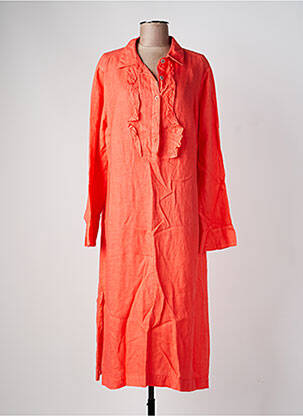 Robe mi-longue manches longues manches longues orange HARIS COTTON femme