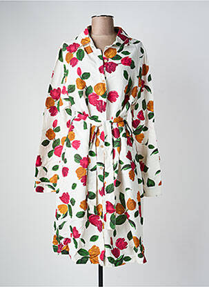Robe mi-longue imprimé fleurs manches longues beige HARIS COTTON femme