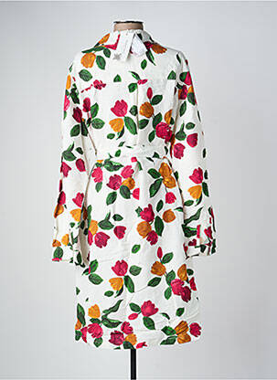 Robe mi-longue imprimé fleurs manches longues beige HARIS COTTON femme