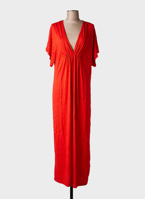 Robe longue manches courtes manches courtes orange MAEVY femme