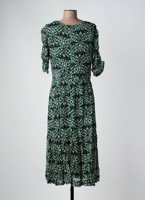 Robe longue imprimé fantaisie manches courtes vert BA&SH femme