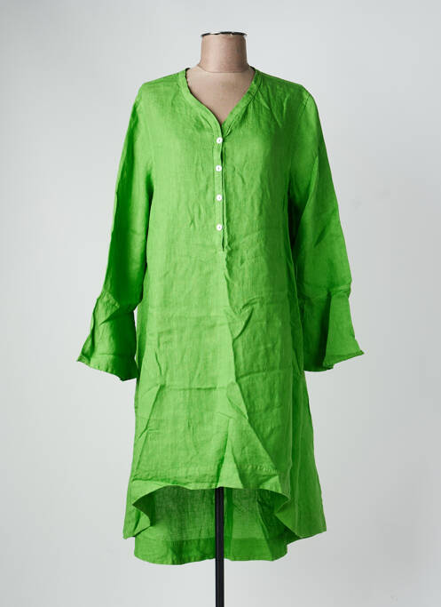 Tunique manches longues poignets évasés vert HARIS COTTON femme