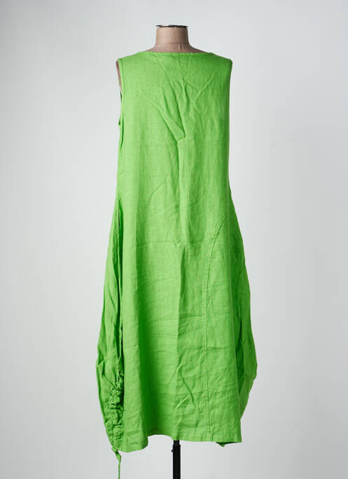 Robe longue tissage crêpe sans manche vert HARIS COTTON femme