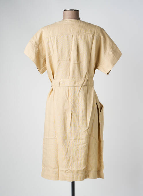 Robe mi-longue tissage crêpe manches courtes beige ZYGA femme