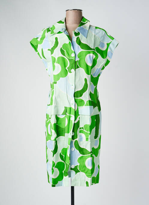 Robe mi-longue imprimé fleurs manches courtes vert TARA JARMON femme