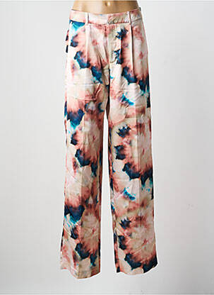 Pantalon droit fermeture zippée sous rabat avec crochet rose EMAROLA & CO femme