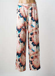 Pantalon droit fermeture zippée sous rabat avec crochet rose EMAROLA & CO femme