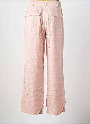 Pantalon droit fermeture zippée sous rabat boutonné rose IVI femme