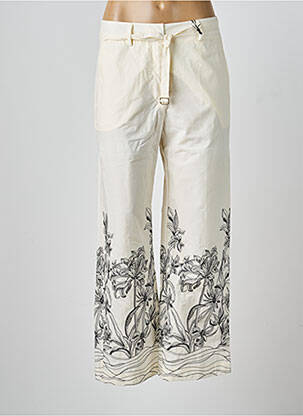 Pantalon flare fermeture zippée sous rabat avec crochet beige SEVENTY femme