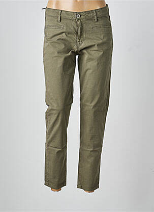 Pantalon 7/8 fermeture zippée sous rabat boutonné vert DENIM STUDIO femme