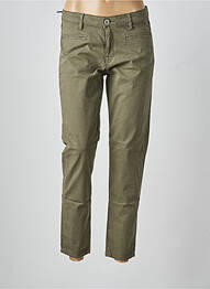 Pantalon 7/8 fermeture zippée sous rabat boutonné vert DENIM STUDIO femme