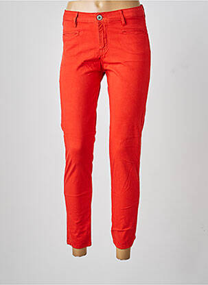 Pantalon 7/8 fermeture zippée sous rabat boutonné orange DENIM STUDIO femme