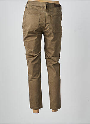 Pantalon 7/8 fermeture zippée sous rabat boutonné marron DENIM STUDIO femme