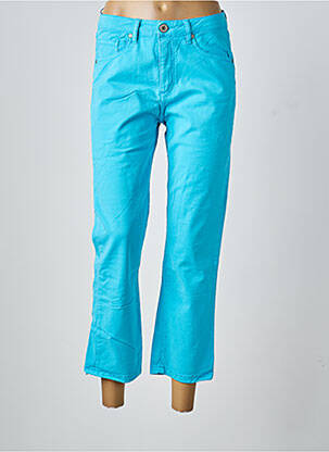 Pantalon 7/8 fermeture zippée sous rabat boutonné bleu DENIM STUDIO femme