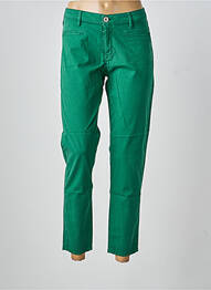 Pantalon 7/8 fermeture zippée sous rabat boutonné vert DENIM STUDIO femme