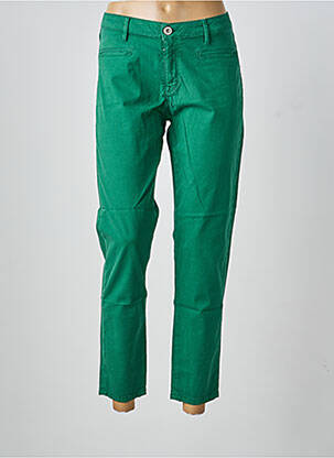 Pantalon 7/8 fermeture zippée sous rabat boutonné vert DENIM STUDIO femme