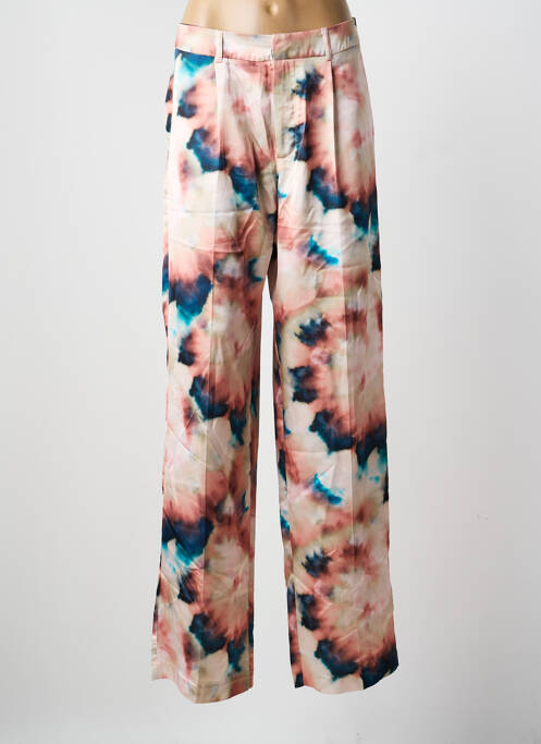 Pantalon droit fermeture zippée sous rabat avec crochet rose EMAROLA & CO femme