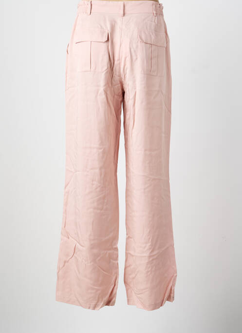 Pantalon droit fermeture zippée sous rabat boutonné rose IVI femme