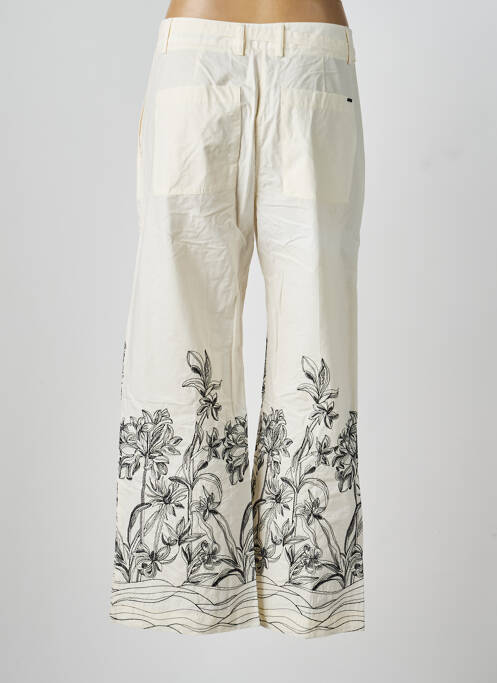 Pantalon flare fermeture zippée sous rabat avec crochet beige SEVENTY femme