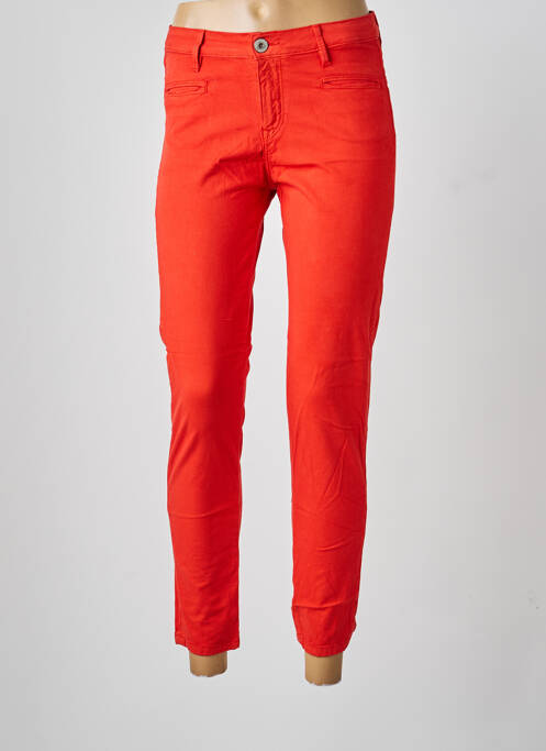 Pantalon 7/8 fermeture zippée sous rabat boutonné orange DENIM STUDIO femme