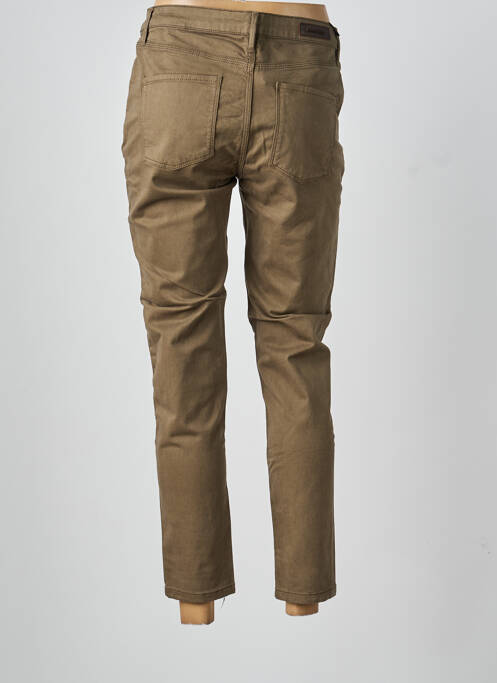Pantalon 7/8 fermeture zippée sous rabat boutonné marron DENIM STUDIO femme