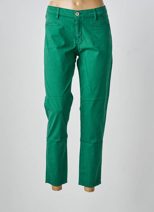 Pantalon 7/8 fermeture zippée sous rabat boutonné vert DENIM STUDIO femme