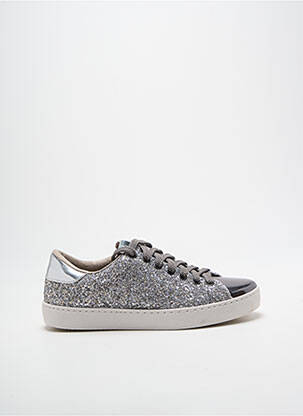 Baskets tissage tissage pailleté talon plat jusqu'à 3cm argent VICTORIA femme