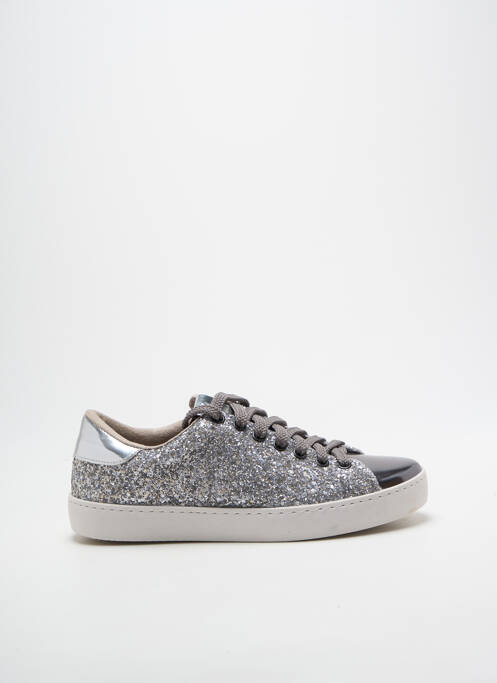 Baskets tissage tissage pailleté talon plat jusqu'à 3cm argent VICTORIA femme