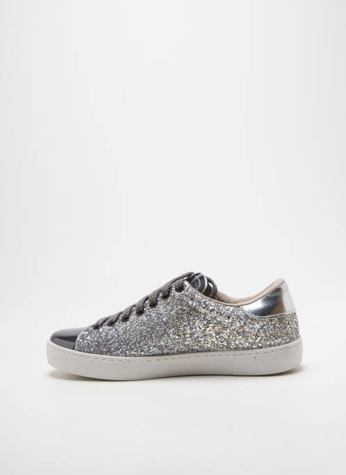 Baskets tissage tissage pailleté talon plat jusqu'à 3cm argent VICTORIA femme