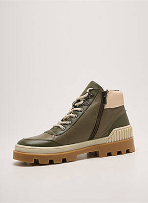 Baskets fermeture zip et lacets talon plat jusqu'à 3cm vert COTEMER femme