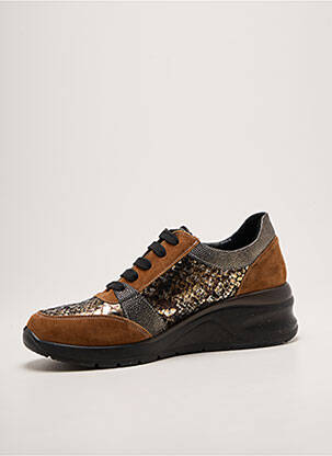 Baskets fermeture zip et lacets talon de 4 à 6cm marron INFINI femme