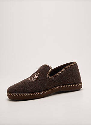 Chaussons/pantoufles bout rond bout rond marron LA MAISON DE L'ESPADRILLE homme