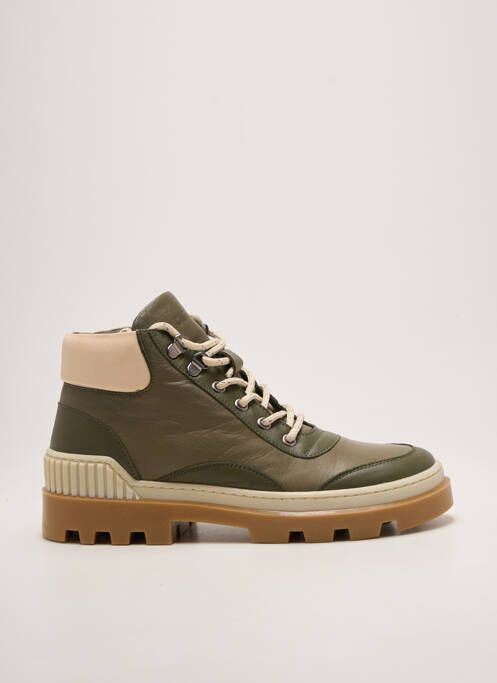 Baskets fermeture zip et lacets talon plat jusqu'à 3cm vert COTEMER femme