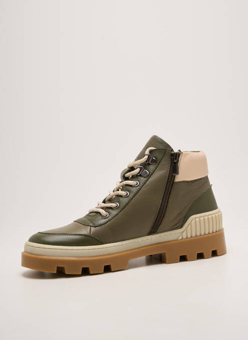 Baskets fermeture zip et lacets talon plat jusqu'à 3cm vert COTEMER femme