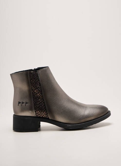 Bottines/boots tissage satiné talon de 4 à 6cm argent COTEMER femme