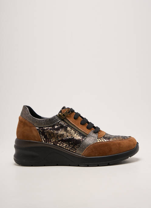 Baskets fermeture zip et lacets talon de 4 à 6cm marron INFINI femme