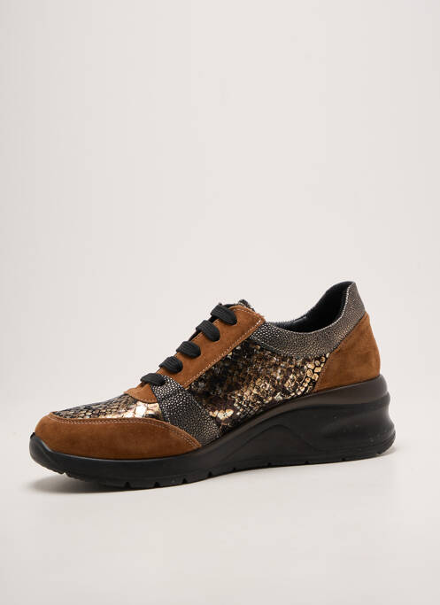 Baskets fermeture zip et lacets talon de 4 à 6cm marron INFINI femme