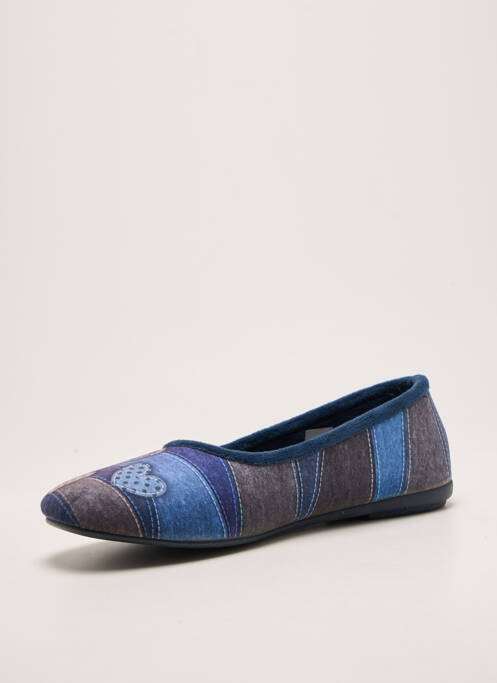 Chaussons/pantoufles bout rond talon plat jusqu'à 3cm bleu LA MAISON DE L'ESPADRILLE femme