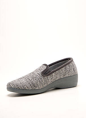 Chaussons/pantoufles bout rond talon de 4 à 6cm gris LA MAISON DE L'ESPADRILLE femme
