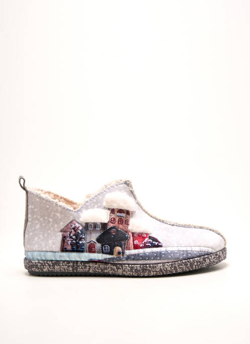 Chaussons/pantoufles bout rond talon plat jusqu'à 3cm gris OUF! femme