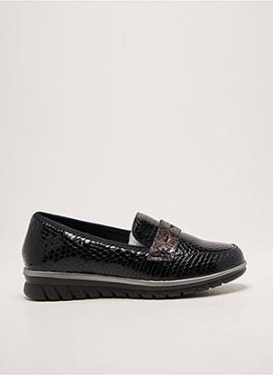 Mocassins tissage satiné talon plat jusqu'à 3cm noir INFINI femme