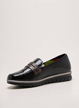Mocassins tissage satiné talon plat jusqu'à 3cm noir INFINI femme