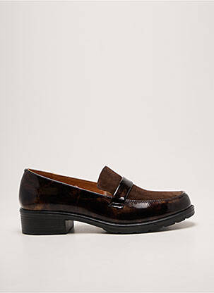 Mocassins tissage satiné talon plat jusqu'à 3cm marron INFINI femme