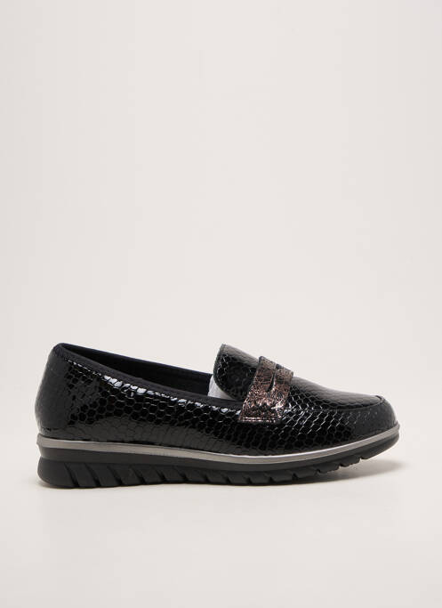 Mocassins tissage satiné talon plat jusqu'à 3cm noir INFINI femme