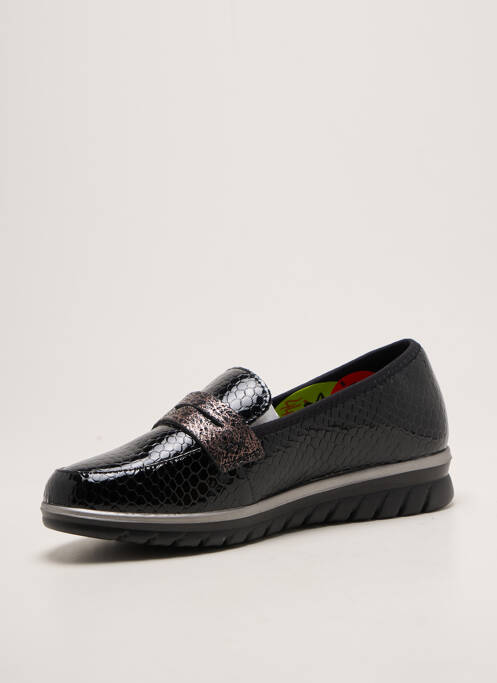 Mocassins tissage satiné talon plat jusqu'à 3cm noir INFINI femme