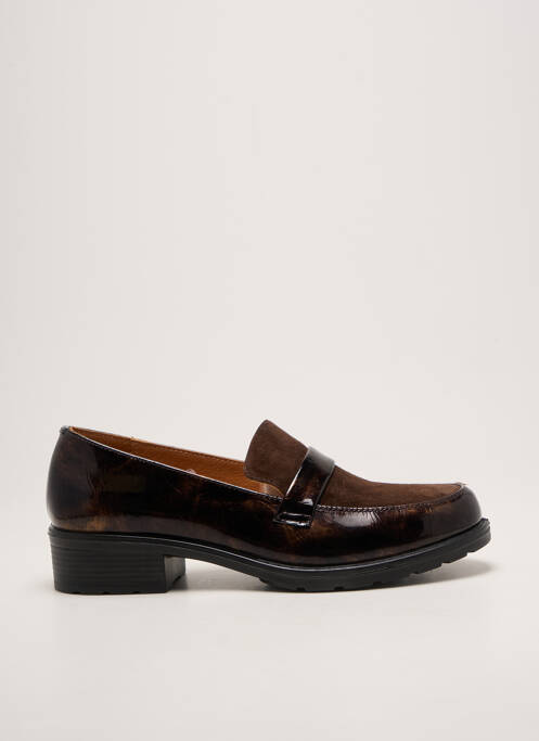 Mocassins tissage satiné talon plat jusqu'à 3cm marron INFINI femme